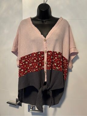Umgee Dusty Pink Textured Knit Top